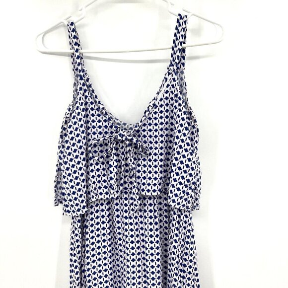 Seed Heritage Blue White Geometric Print Maxi Dress Women's 8 - Picture 6 of 7